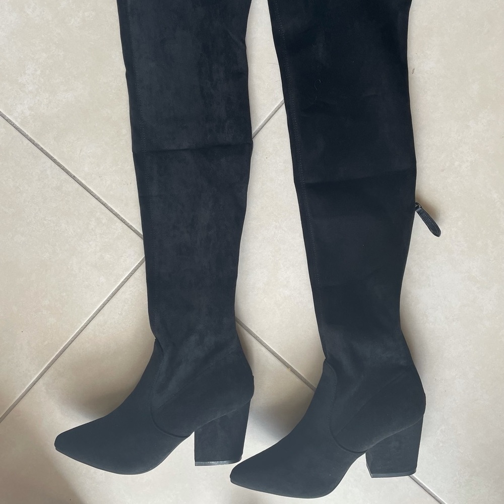 Black thigh high boots